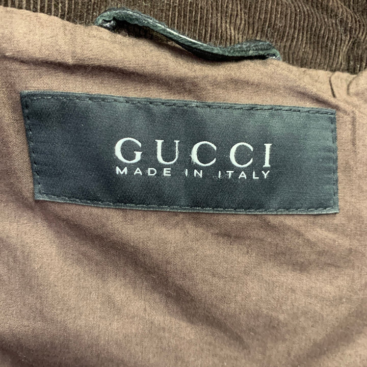 GUCCI Size 44 Black Brown Quilted Leather Motorcycle Jacket