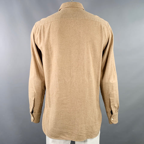 ADAM KIMMEL Size L Camel Cotton Long Sleeve Shirt