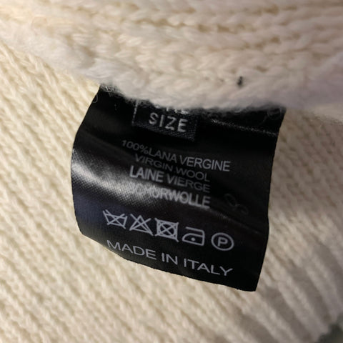 RAF SIMONS S/S2017 Size One Size White Green Knitted Wool V Neck Vest