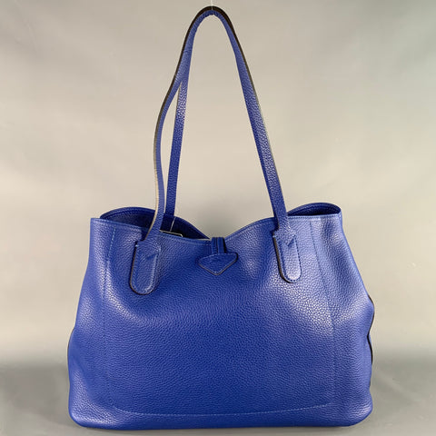 LONGCHAMP Blue Pebble Grain Leather Tote Handbag
