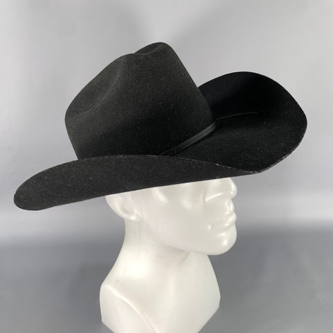 SERRATELLI Size 7.5 Black Cowboy Feather Hats