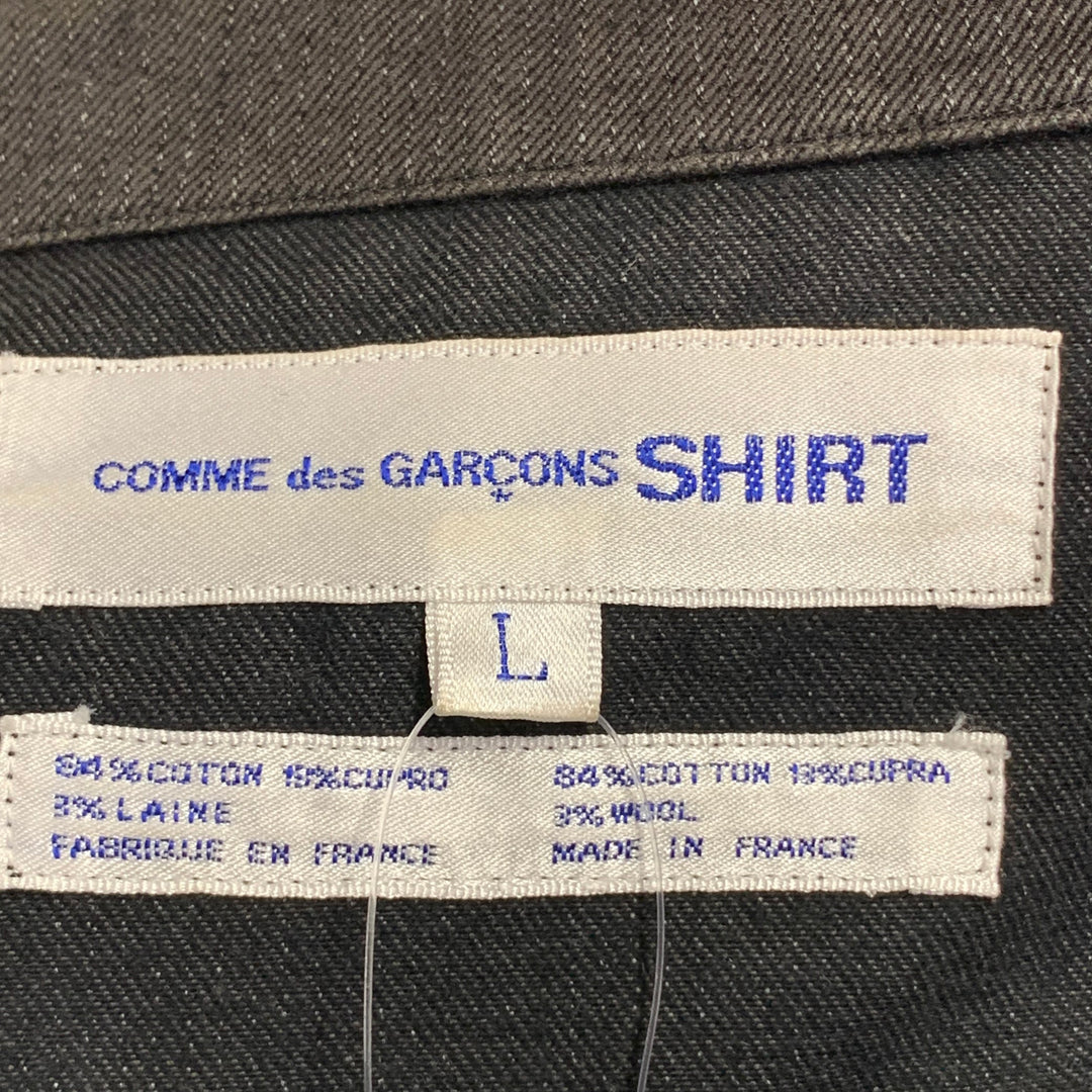 COMME des GARCONS SHIRT Size L Charcoal Grey Cotton Blend Twill Notch Lapel Jacket