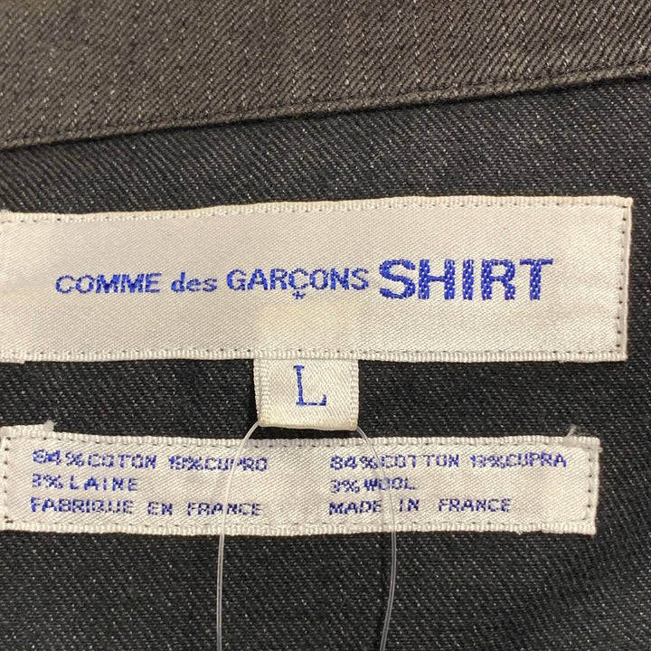 COMME des GARCONS SHIRT Size L Charcoal Grey Cotton Blend Twill Notch Lapel Jacket