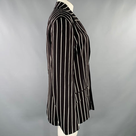 HAIDER ACKERMANN Size L Black White Rayon Stripe Blazer