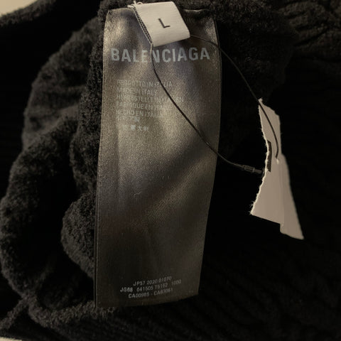 BALENCIAGA Size L Black Viscose Blend Cable Knit High Collar Pullover Womens