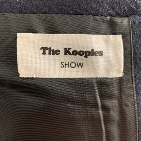 THE KOOPLES Size 40 Navy Solid Wool Blend Peacoat Coat