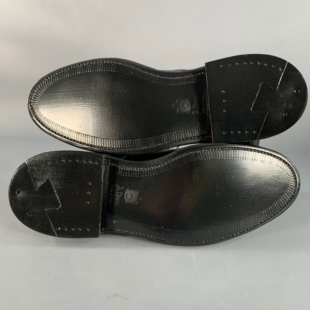 ALDEN Size 7 Norwegian HS Blucher Black Calfskin Leather Split Toe Derby Lace-Up Shoes