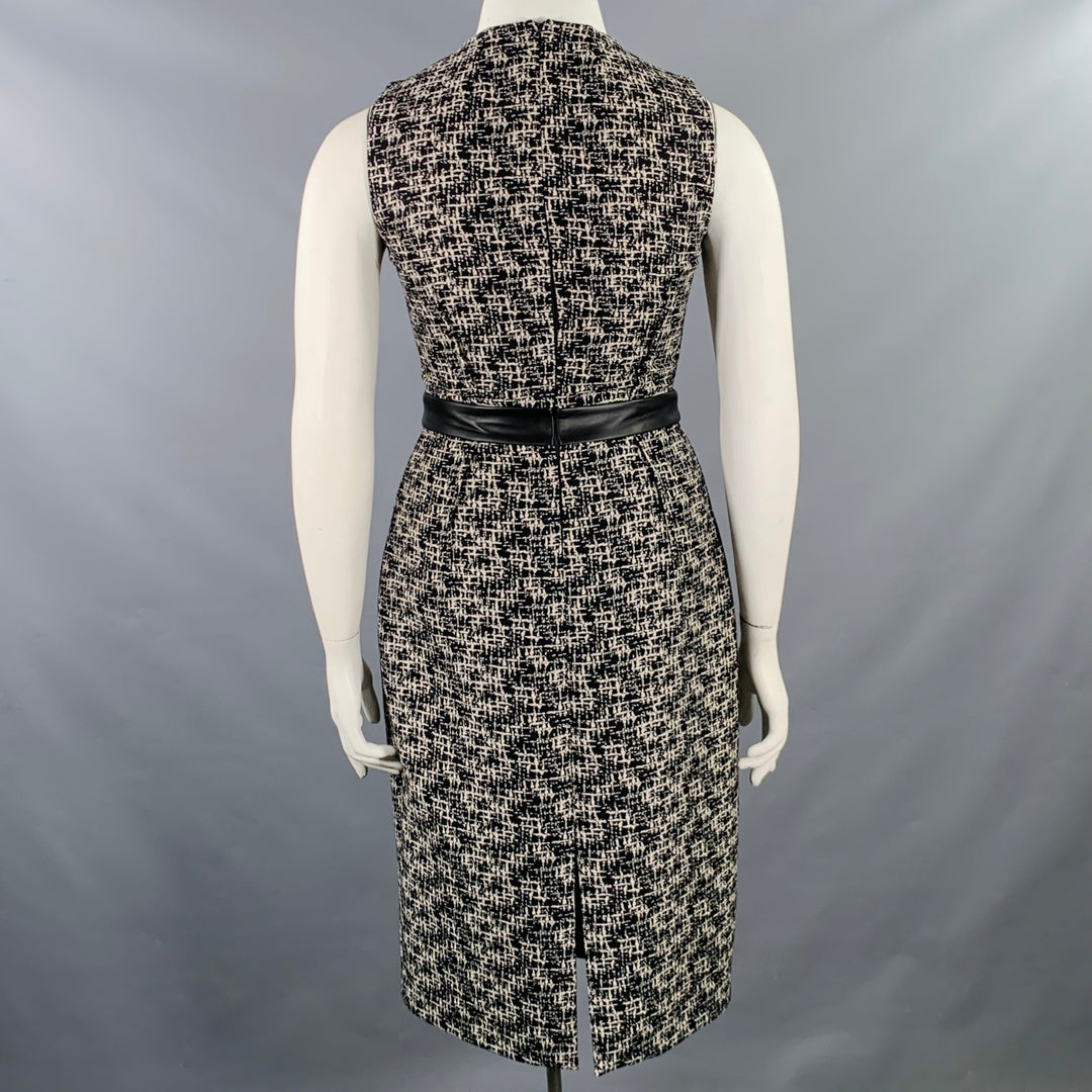 MICHAEL KORS COLLECTION Size 10 Black White Wool Tweed Shift Dress Jacket Set