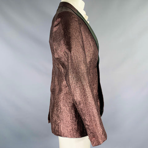 ROBERTO CAVALLI Size 36 Purple Black Metallic Tuxedo Sport Coat