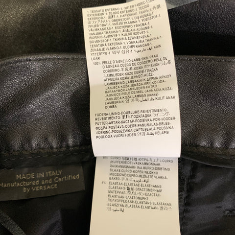 VERSACE FW2018 Size 2 Black Gold Lambskin Cigarette Casual Pants