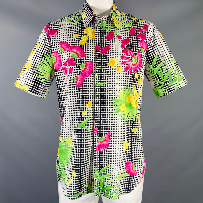VERSACE JEANS COUTURE Size XXL White Multi Color Print Cotton Short Sleeve Shirt