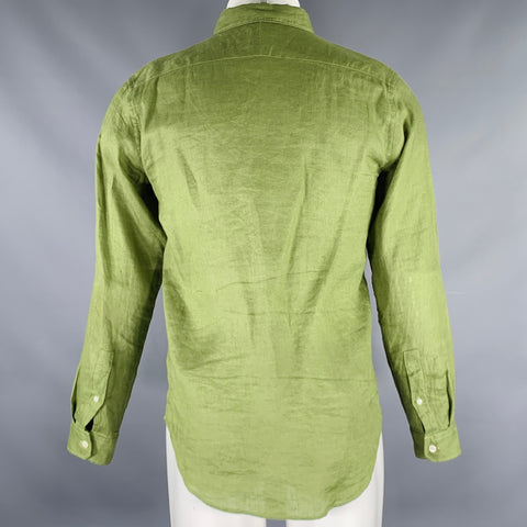 JOURNAL STANDARD Size S Green Linen Button Down Long Sleeve Shirt