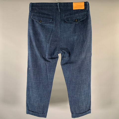 Pantalon décontracté MADE & CRAFTED Taille 31, bleu marine chiné, à braguette boutonnée