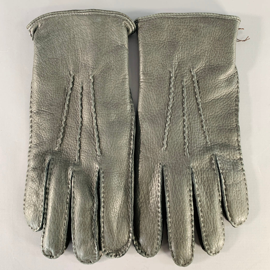 ERMENEGILDO ZEGNA Size M Black Leather Gloves