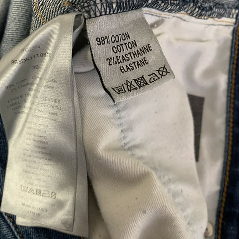 DIOR Size 34 Blue Patch Cotton Blend Button Fly Jeans