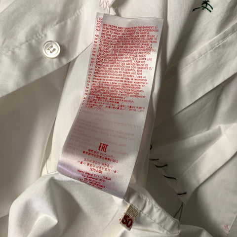 MARNI Size M White Stitched Cotton Button Up Long Sleeve Shirt