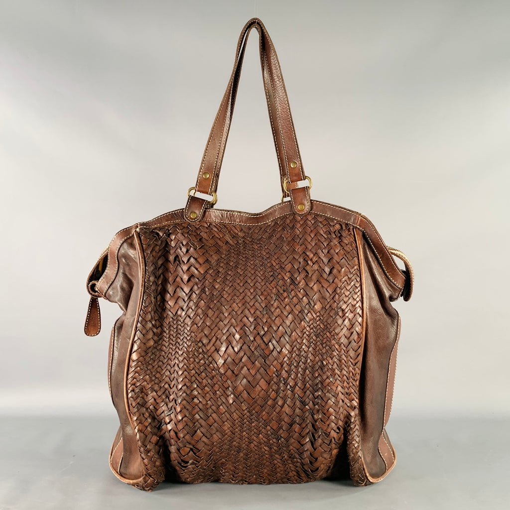 GIORGIO BRATO Brown Woven Leather Tote Handbag – Sui Generis GIORGIO BRATO Brown Woven Leather Tote Handbag – Sui Generis