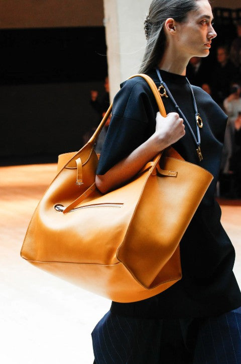 CELINE Fall 2017 Cabas Phantom Yellow Mustard Leather Oversized Tote Handbag