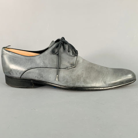 DOLCE & GABBANA Size 10.5 Grey Leather Derby Lace-Up Shoes