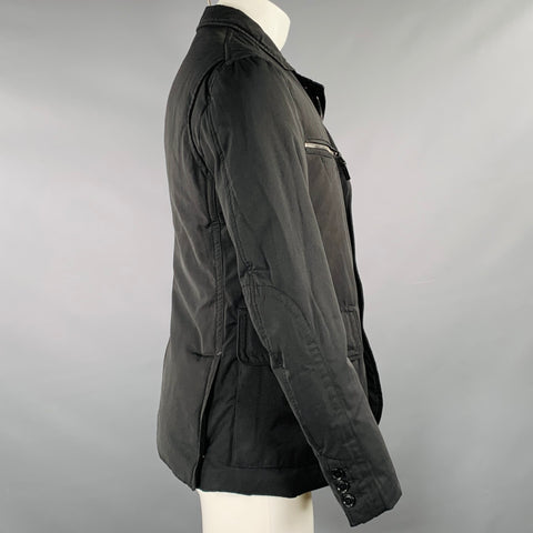MONCLER Size M Black Polyester Zip Buttons Jacket