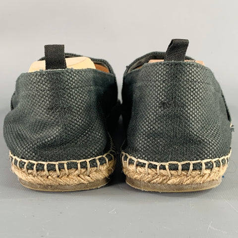 GRAY Size 10.5 Black Natural Canvas Rope Trim Loafers