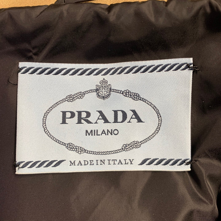 PRADA Size 2 Khaki Orange Cotton Blend Contrast Trim Crop Jacket
