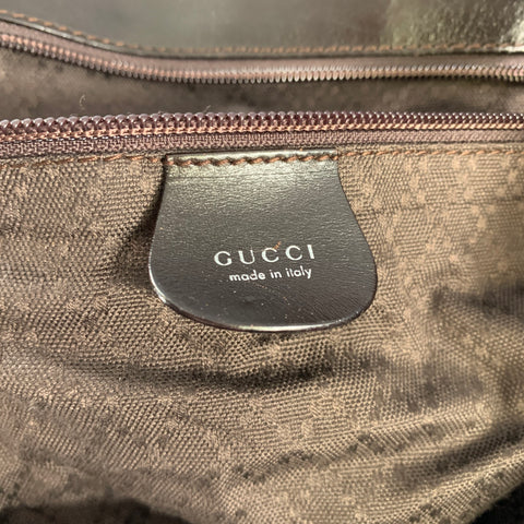 GUCCI Brown Leather Trim Nylon Weekender Bags & Leather Goods