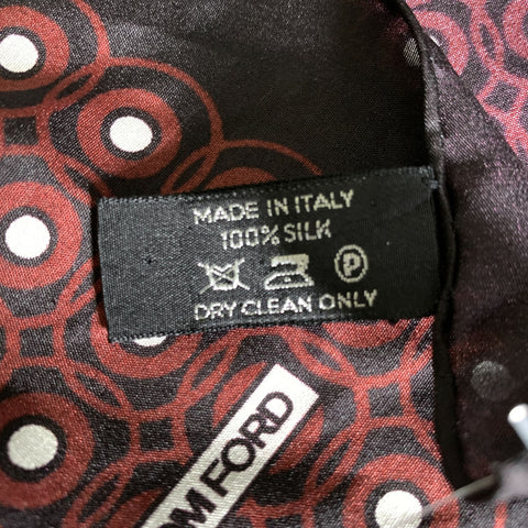 TOM FORD Black Burgundy Circles Silk Pocket Square