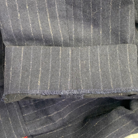 INCOTEX Size 32 Navy Pinstripe Wool Blend Button Fly Dress Pants