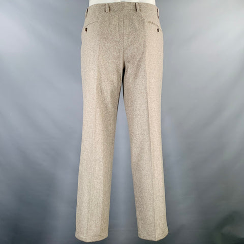 ISAIA Size 36 Oatmeal Wool Zip Fly Dress Pants