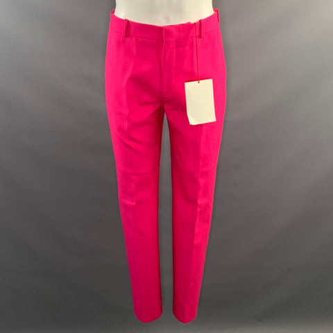 ALEXANDER MCQUEEN Chest Size 36 Pink Wool Peak Lapel 30 30 Suit