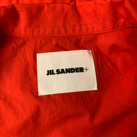 JIL SANDER Size L Red Cotton Camp Short Sleeve Shirt