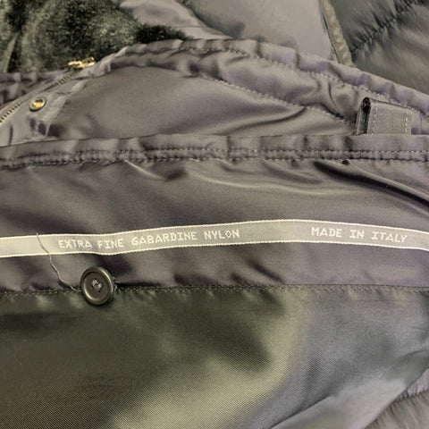 PRADA Size 38 Navy Polyester Hooded Zip Snaps Jacket