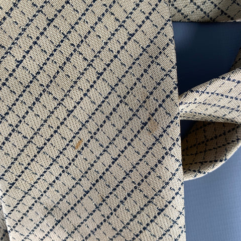 ISSEY MIYAKE Tan Navy Plaid Silk Tie
