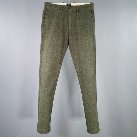 J CREW Size 28 Green Cotton Blend Slim Flat Front Casual Pants