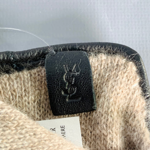 YVES SAINT LAURENT Size 9 Black Leather Gloves