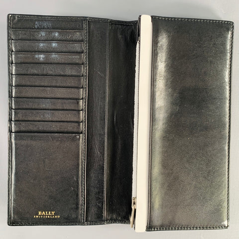 BALLY Black Grey Stripe Leather Wallet