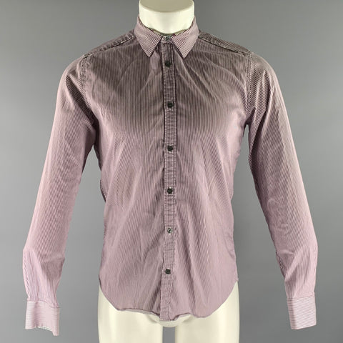 TED BAKER Size M White Purple Stripe Cotton Pointed Collar Long Sleeve Shirt