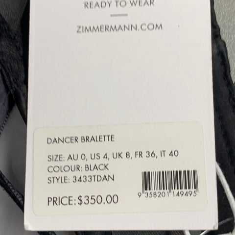 ZIMMERMANN Taille 0 Robe-top bralette noire en mélange de viscose à tissus mélangés