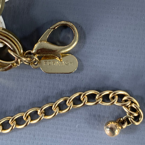 FORNASH Gold White Chain Link Metal Necklace