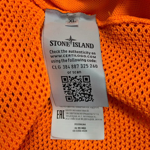STONE ISLAND SS19 Size XL Fluo Orange Neon Mesh Polyester Zip Up Jacket