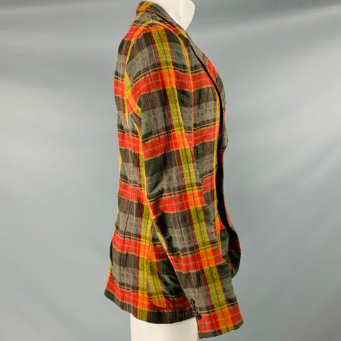PAUL SMITH Abrigo deportivo con solapa de muesca y algodón a cuadros multicolor talla M
