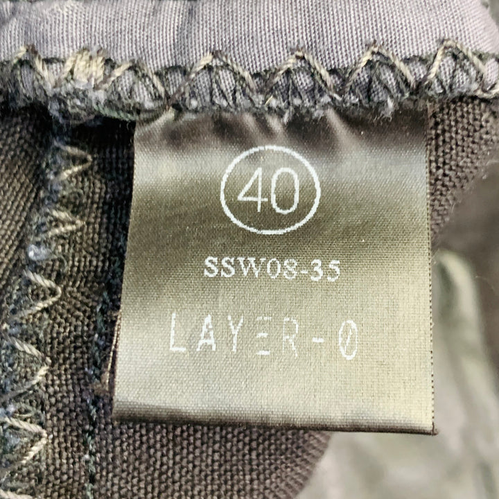 LAYER-O Size 4 Black Linen Narrow Leg Tapered Button Fly Casual Pants