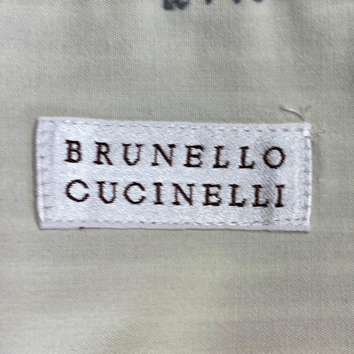 BRUNELLO CUCINELLI Size XXL Burgundy White Stripe Cotton Long Sleeve Shirt