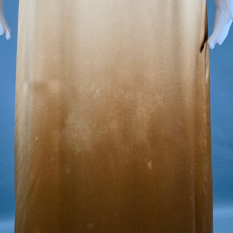 GUCCI Size 6 Gold Silk Ruched Short Sleeve Long Evening Gown