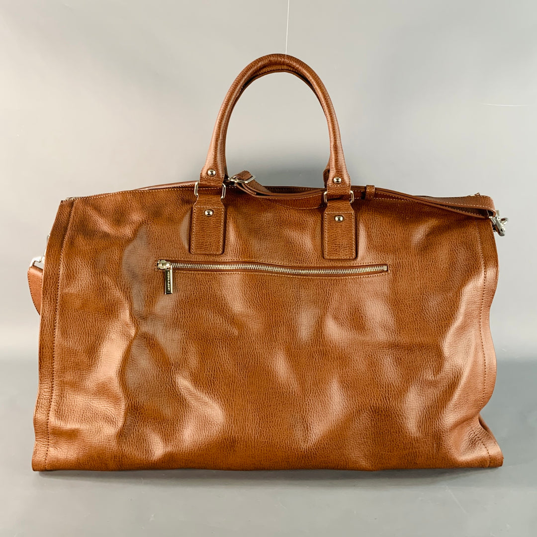 HOOK & ALBERT Brown Leather Convertible Weekender Garment Bag