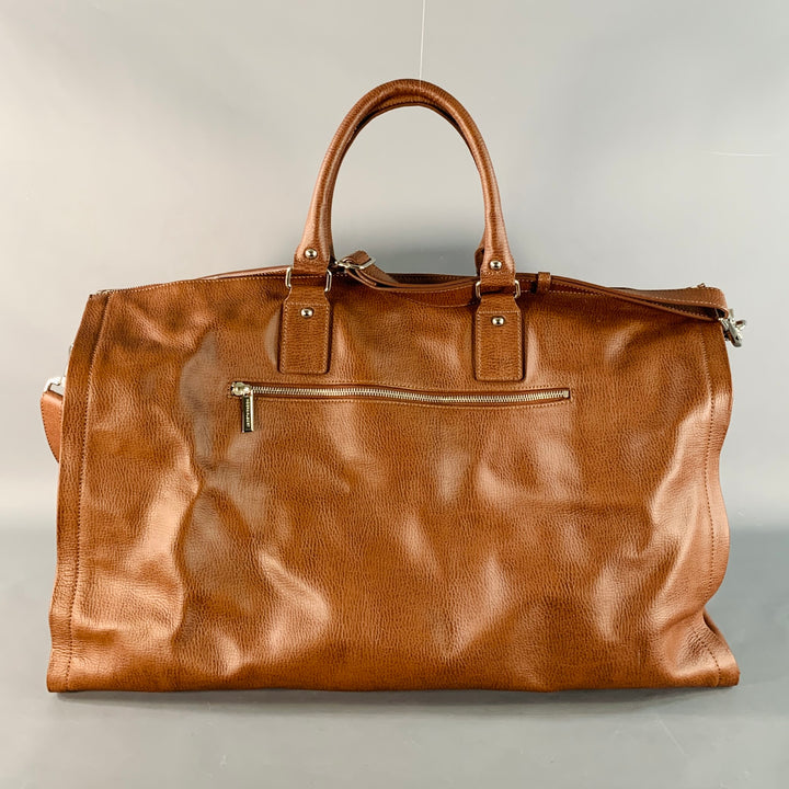 HOOK & ALBERT Brown Leather Convertible Weekender Garment Bag