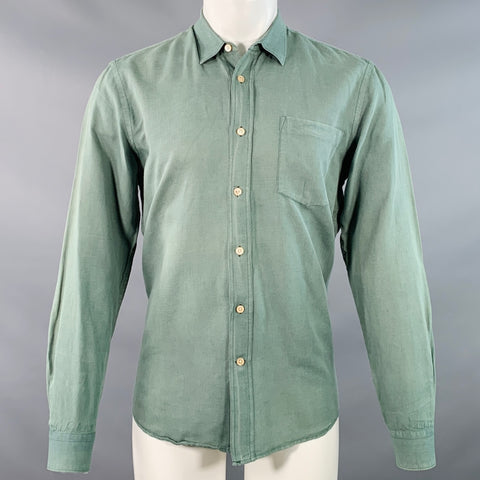 OUR LEGACY Size 38 Green Cotton One Pocket Long Sleeve Shirt