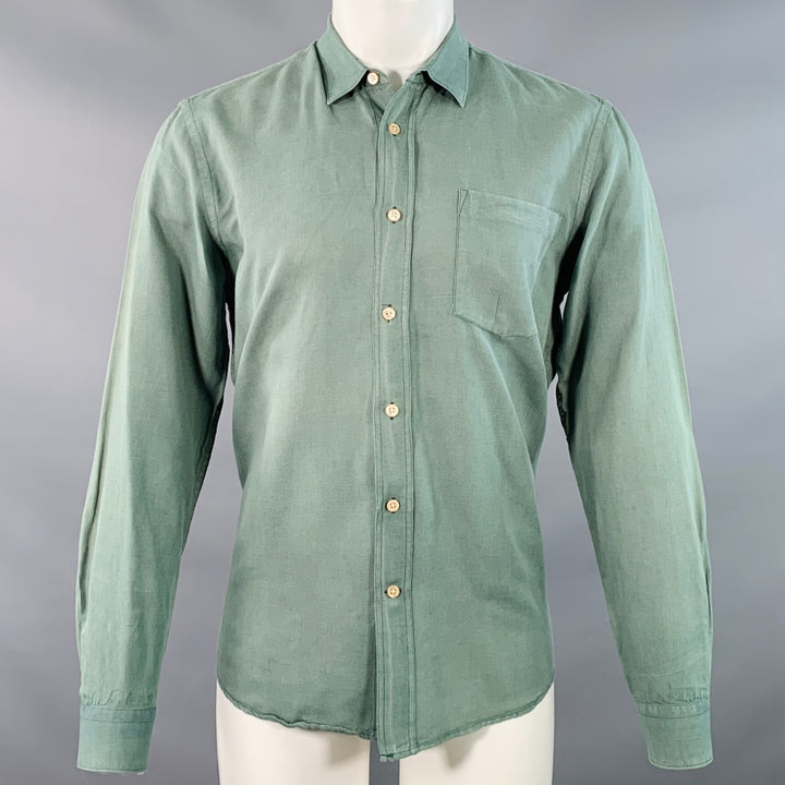 OUR LEGACY Size 38 Green Cotton One Pocket Long Sleeve Shirt