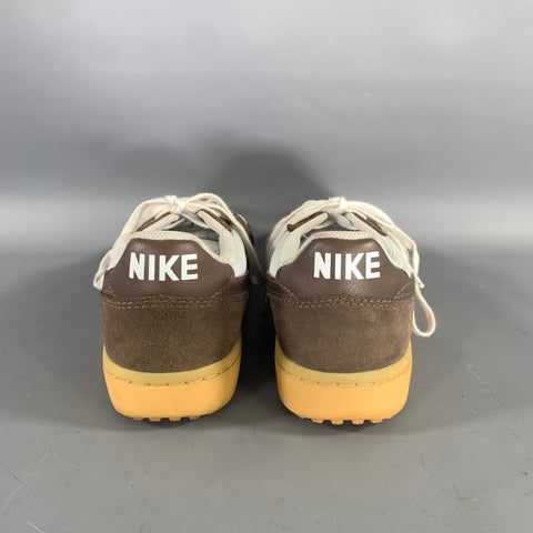 NIKE Size 10.5 Brown Silver Mixed Fabrics Suede Lifestyle Sneakers